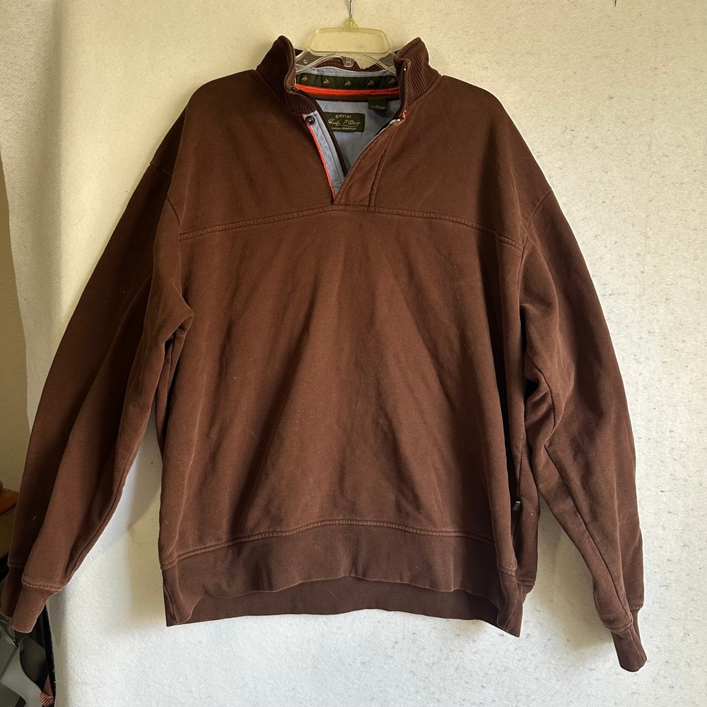 Orvis Signature Collection sz XL Brown Quarter Button Pullover Sweatshirt